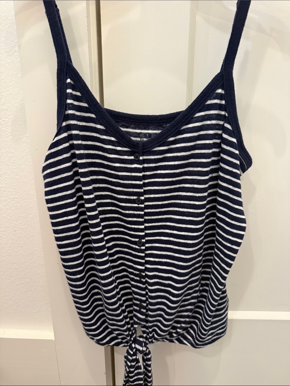 GAP Navy and White Striped Tie-Front Tank Top